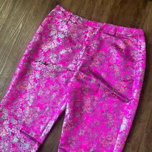 Pink purple blue floral brocade stitched pants / trousers.
